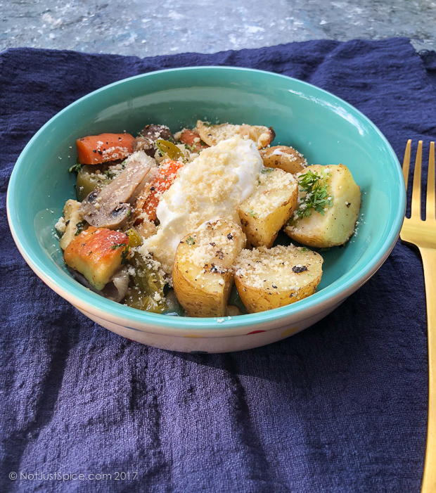 5-Ingredient Indian Style Roast Potatoes on notjustspice.com