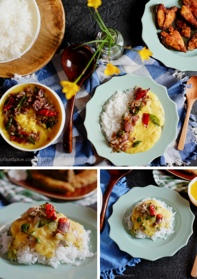 9-Ingredient Vegan Yellow Lentil Curry Indian Style | Easy Peasy Dal Recipe | Simple Tuvaram Paruppu Kulambu on notjustspice.com