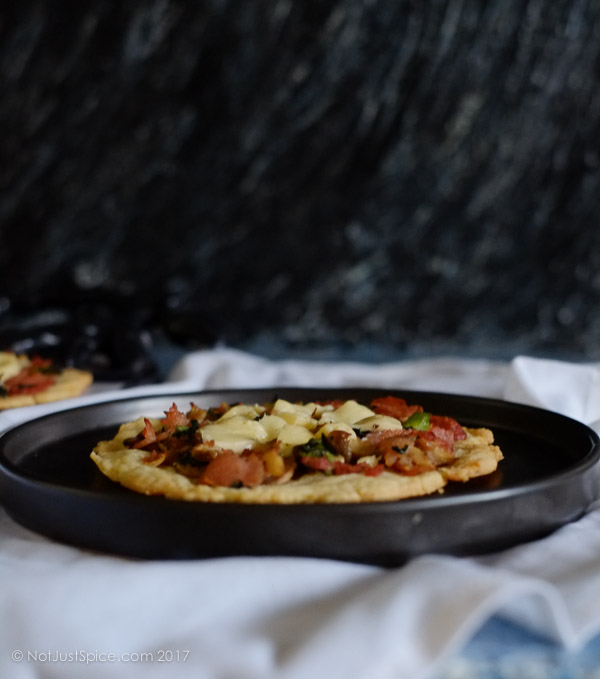 Bacon Mushroom Galettes with Broccoli and Cheese on notjustspice.com