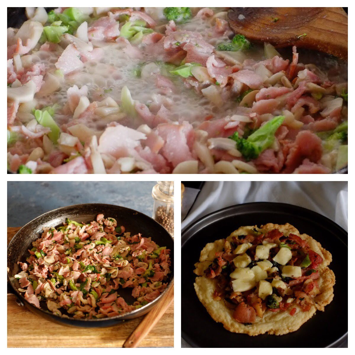 Bacon Mushroom Galettes with Broccoli and Cheese on notjustspice.com