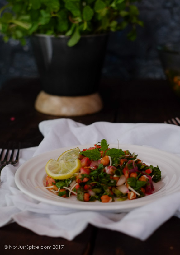 Black Chickpea Sprouts Indo-Mediterranean Salad on notjustspice.com