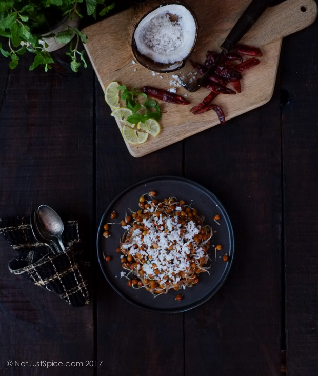 Black Chickpea Sprouts Sundal | Black Chickpea Sprouts Salad, Indian Style on notjustspice.com