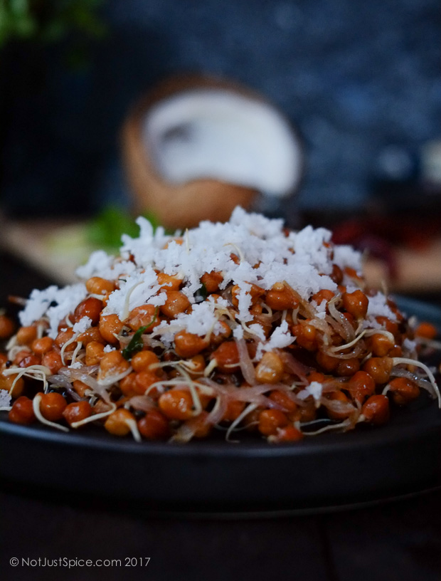 Black Chickpea Sprouts Sundal | Black Chickpea Sprouts Salad, Indian Style on notjustspice.com