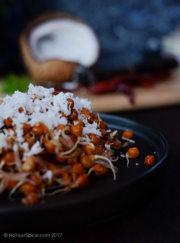 Black Chickpea Sprouts Sundal | Black Chickpea Sprouts Salad, Indian Style on notjustspice.com