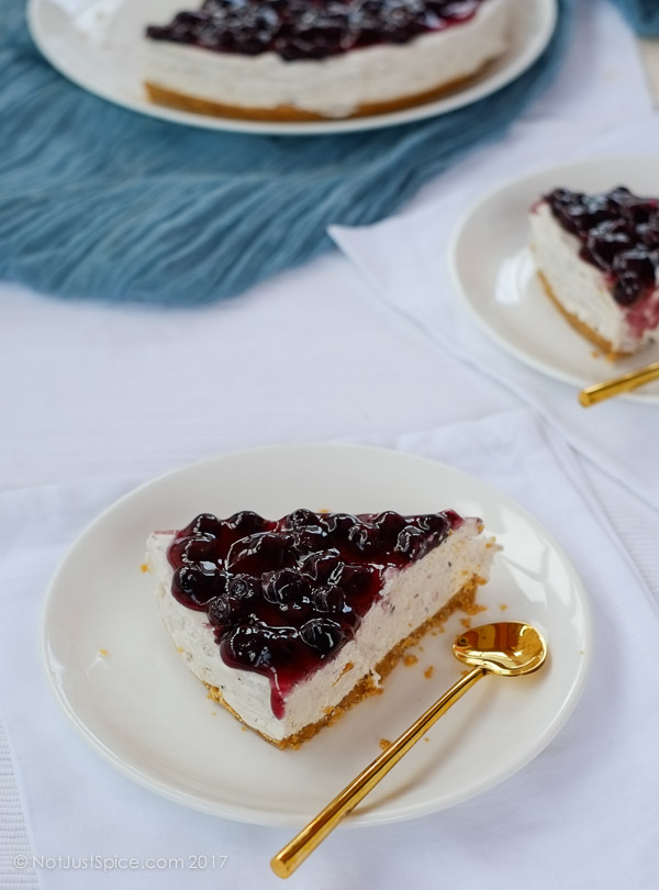 The Brilliant No-bake blueberry cheesecake on notjustspice.com