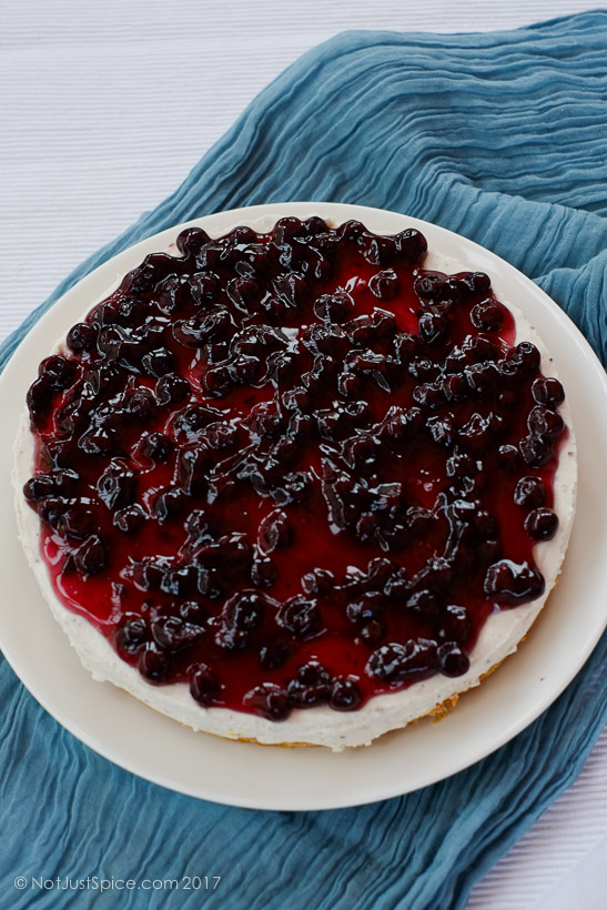 The Brilliant No-bake blueberry cheesecake on notjustspice.com