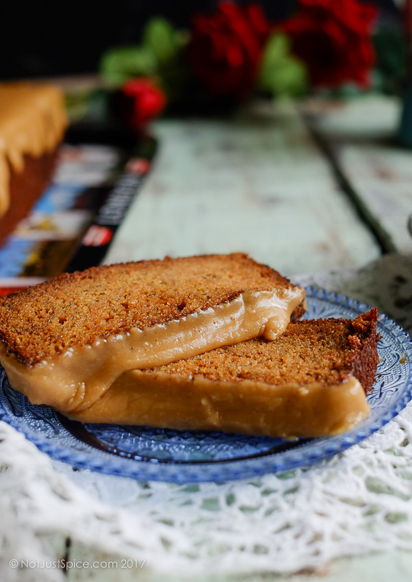 Caramel Banana Cake on notjustspice.com