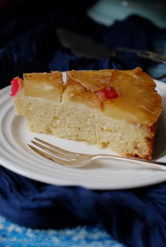 Coconut Pineapple Upside Down Cake on notjustspice.com
