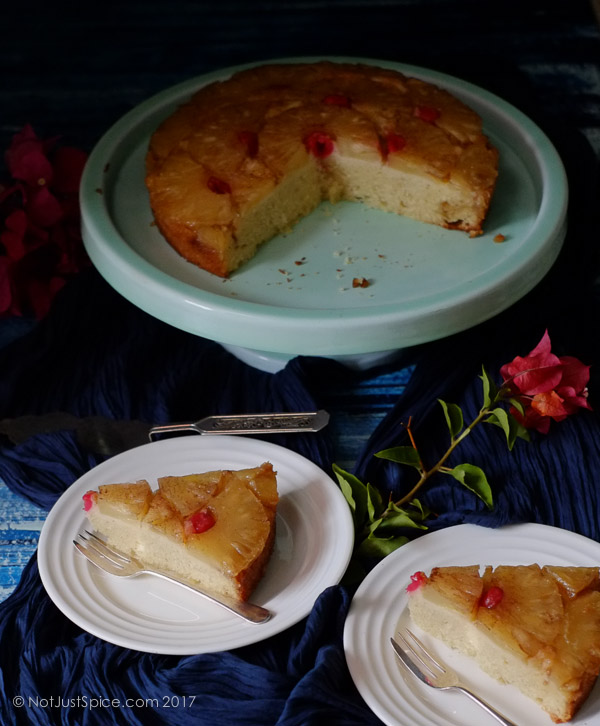 Coconut Pineapple Upside Down Cake on notjustspice.com