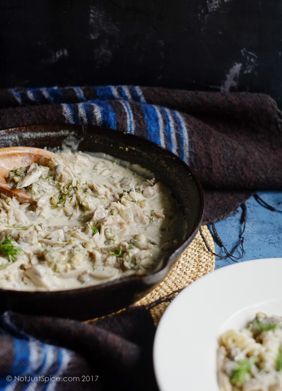 Creamy Mushroom and Dill Pasta | Fusilli with Creamy Mushroom and Dill on notjustspice.com