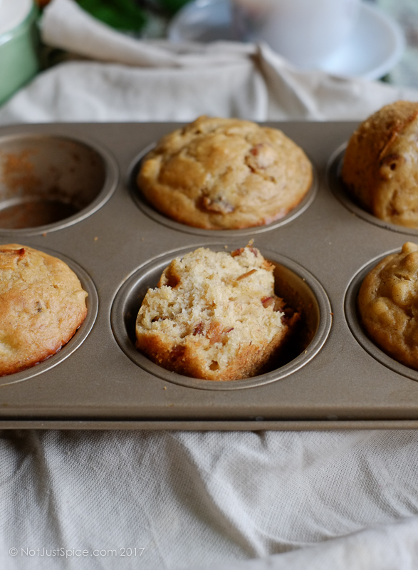 Delightful Breakfast Banana Date Muffins on notjustspice.com