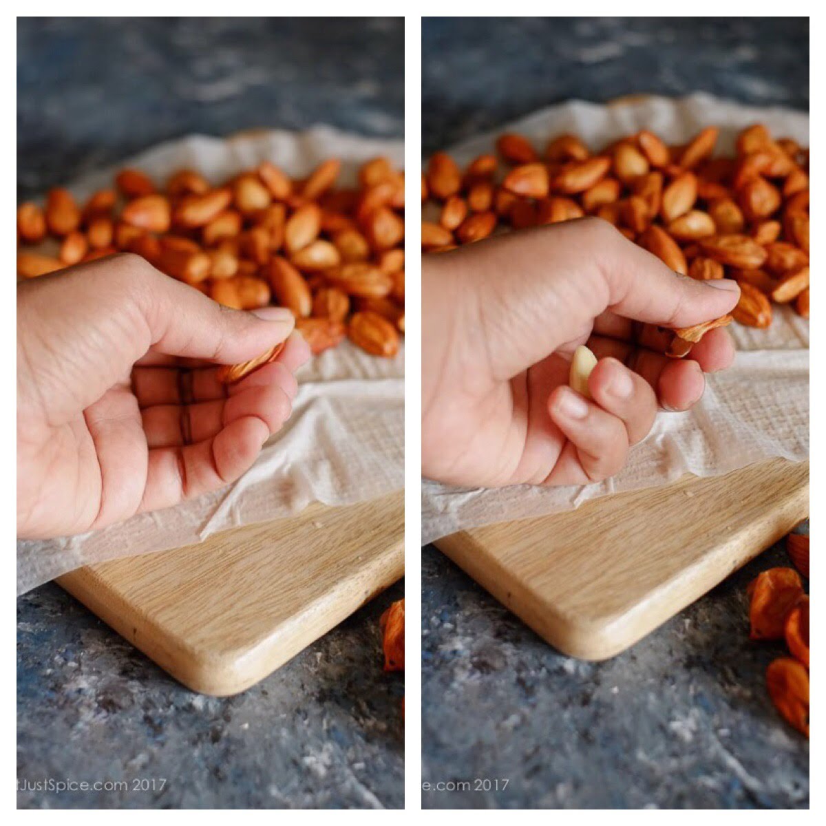 How To Blanch Almonds on notjustspice.com