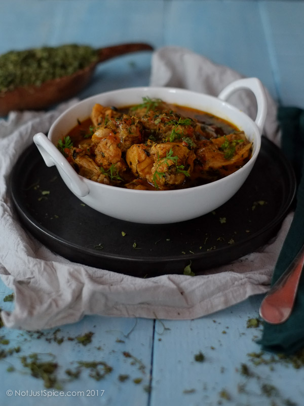 Methi Chicken | Chicken with Dried Fenugreek Leaves