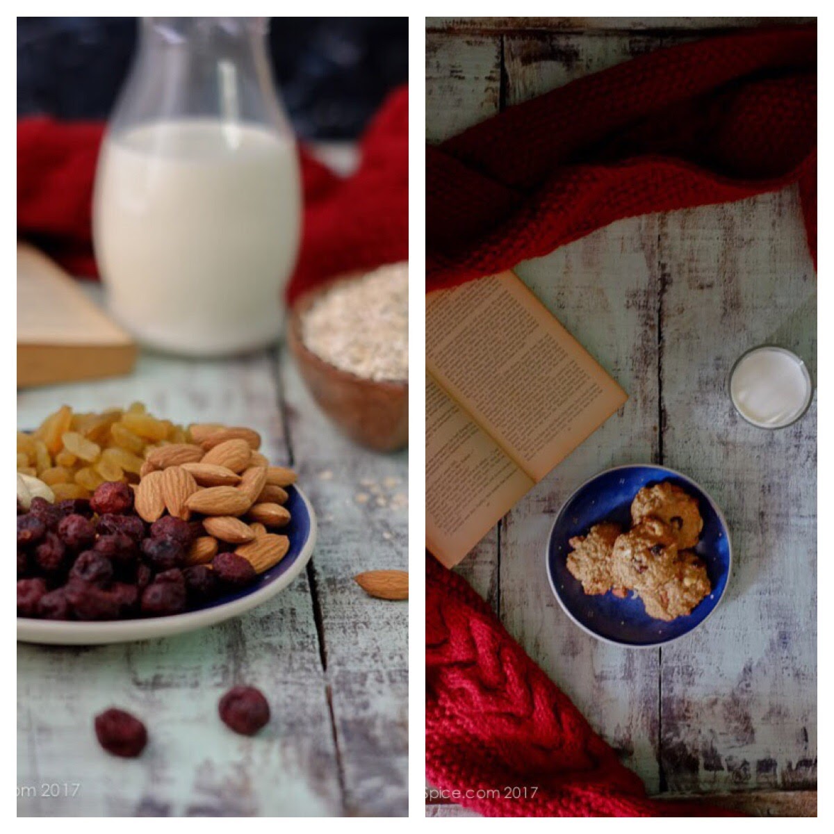 Oatmeal Fruit and Nut Breakfast Cookies on notjustspice.com
