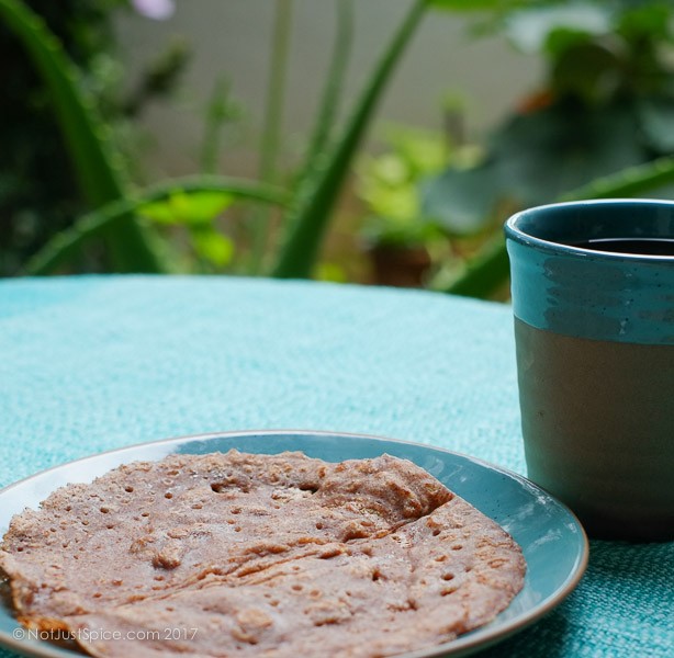 Quick Finger Millet Wheat Dosa | Ragi Wheat Dosa | Kezhvaragu Godumai Dosai on notjustspice.com