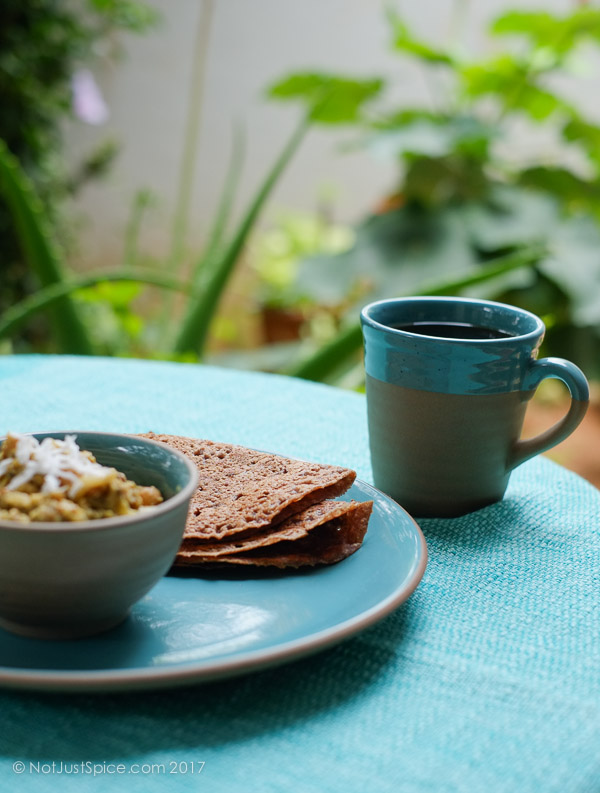 Quick Finger Millet Wheat Dosa | Ragi Wheat Dosa | Kezhvaragu Godumai Dosai on notjustspice.com
