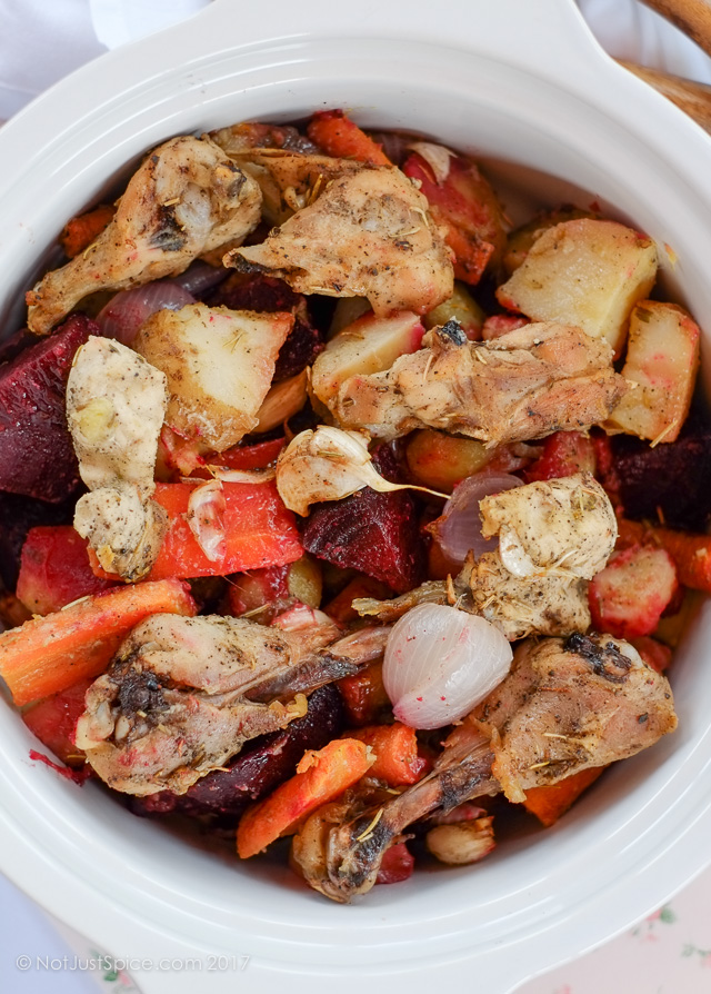 Roast Chicken with Root Vegetables on notjustspice.com
